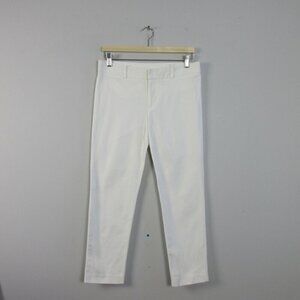 Club Monaco Capri Pants Women 6 White Cotton Blend Cropped Mid Rise Casual 288